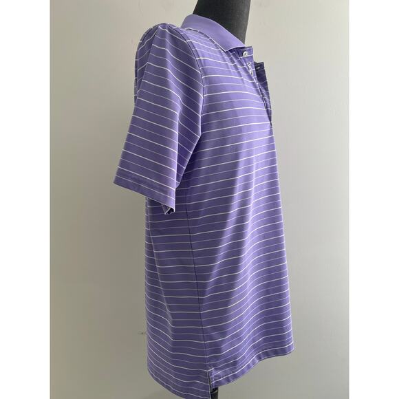 Bobby Jones Performance Polo Golf Shirt Purple White Stripes Size Medium SG - Picture 3 of 7